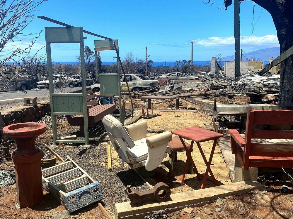 Destroyed buildings are pictured in the aftermath of a wildfire in Lahaina on Friday.