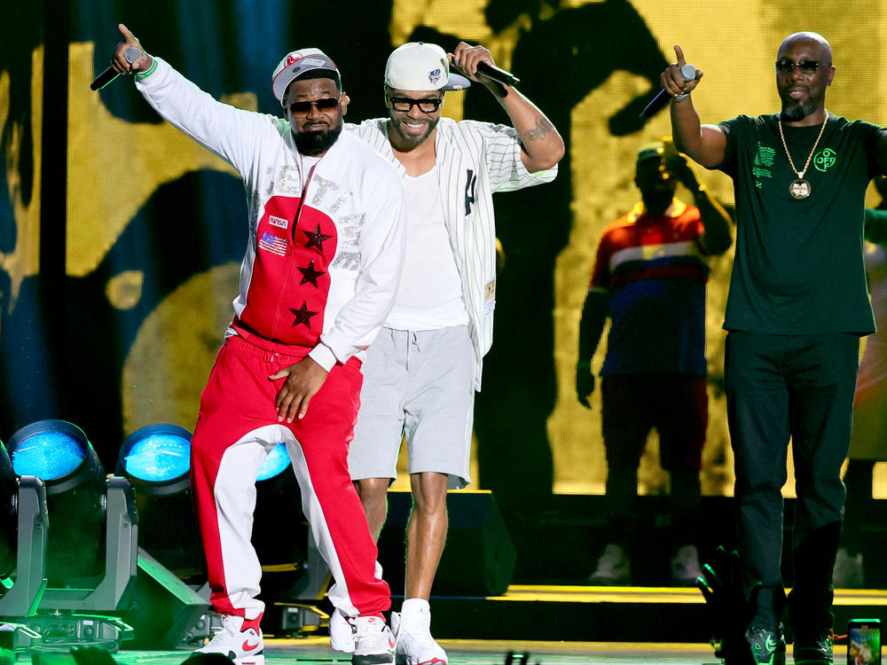 Rappers Ghostface Killah (L) and Method Man (R) onstage during Hip Hop 50 Live at Yankee Stadium in the Bronx, N.Y.