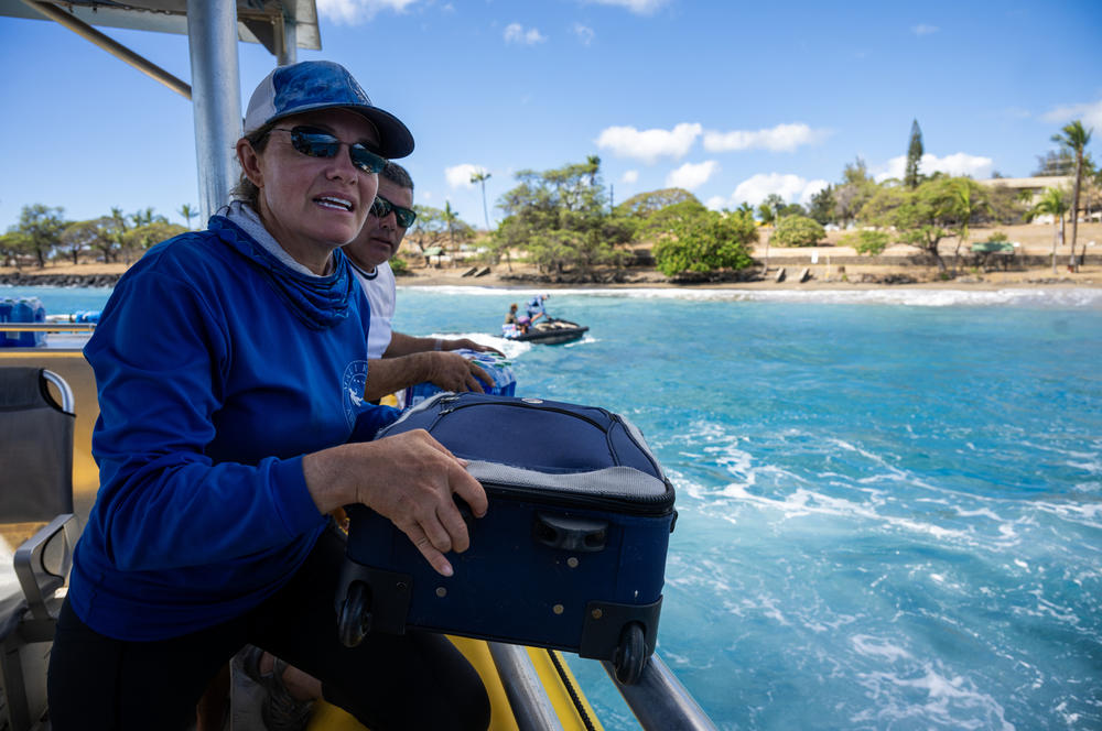 Jennifer Kogan is helping transport donated items to residents in need in the Lahaina area.