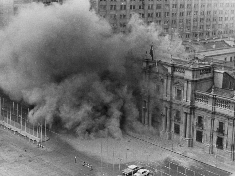 Military jets bombed La Moneda presidential palace during the coup on Sept. 11, 1973, in Santiago, Chile. President Salvador Allende killed himself and Gen. Augusto Pinochet began a 17-year dictatorship.