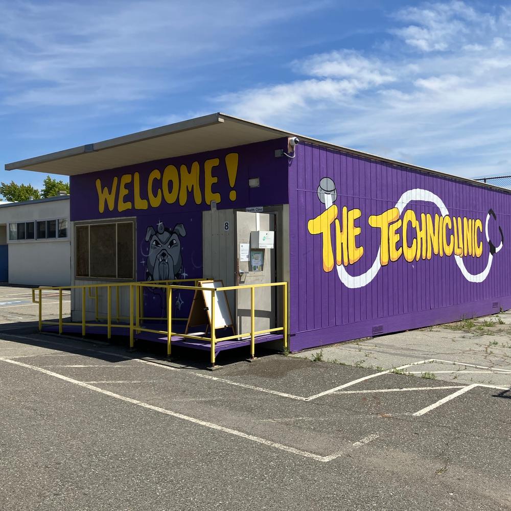 The Techniclinic is a school-based health clinic located across from the football field at Oakland Technical High School in California. Staff there are holding 