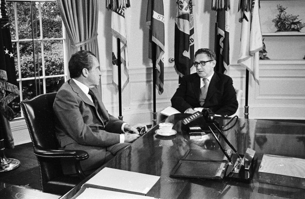 President Richard Nixon and his adviser Henry Kissinger are pictured at the White House on or about Oct. 1, 1973. Nixon instructed top U.S. officials to prevent Allende from taking office. Kissinger directed much of the U.S. foreign policy toward Chile.