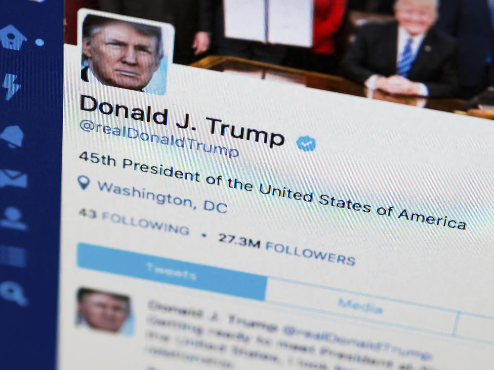 This April 3, 2017, file photo shows U.S. President Donald Trump's Twitter feed on a computer screen in Washington.