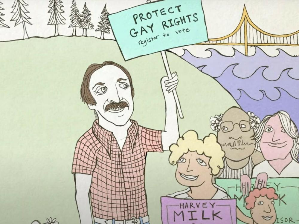 A new children's album on Smithsonian Folkways includes a song about gay activist and politician Harvey Milk. The album was co-written by Cass McCombs and San Francisco preschool teacher Greg Gardner.