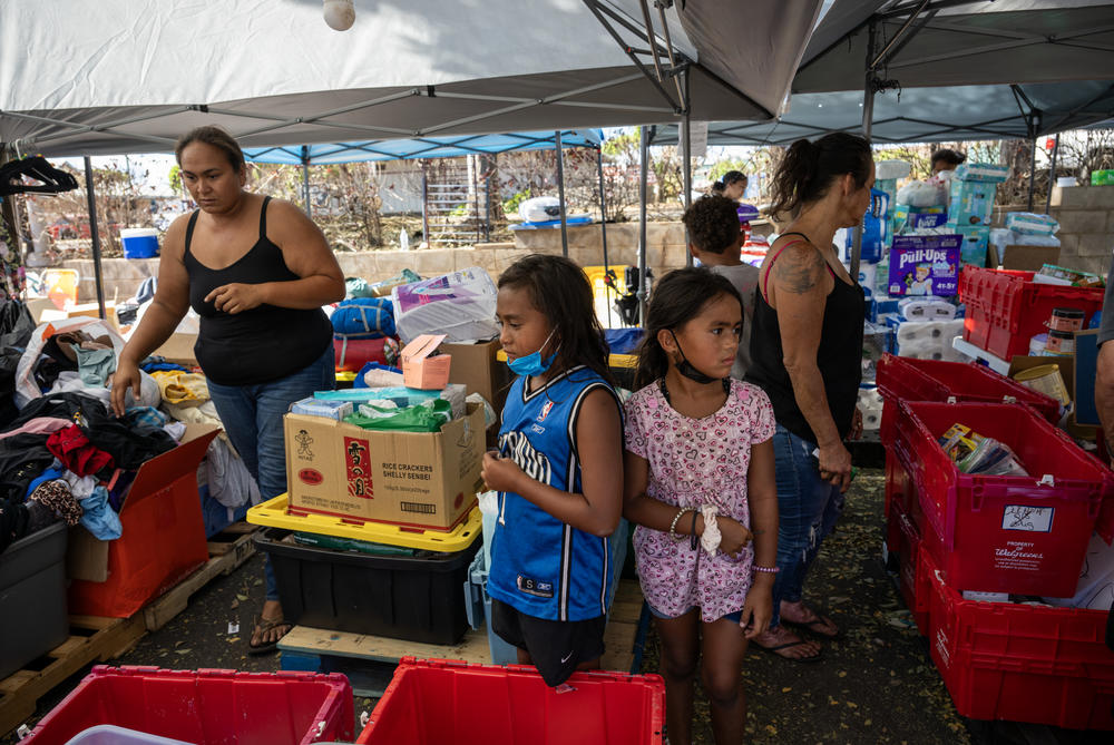 This grassroots community distribution center has been set up by an indigenous community in Lahaina.
