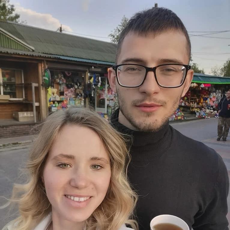 Andrii Smolenskyi and his wife, Alina Smolenska, on May 26, 2022. Andrii never wanted to be a soldier. But when Russia invaded Ukraine last year, he refused to flee Kyiv and instead stayed to defend his country.