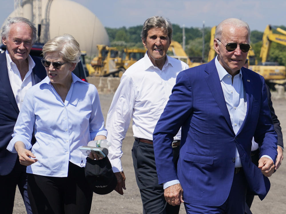 President Biden arrives to speak about clean energy at Brayton Power Station on July 20, 2022, in Somerset, Mass.