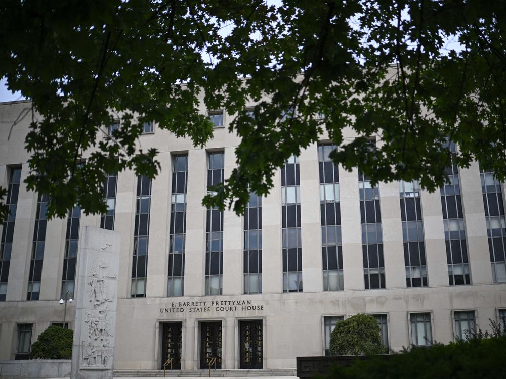 The E. Barrett Prettyman U.S. Courthouse in Washington on Aug. 5. Judge Tanya Chutkan received death threats on her chamber's phone line, a court affidavit says.