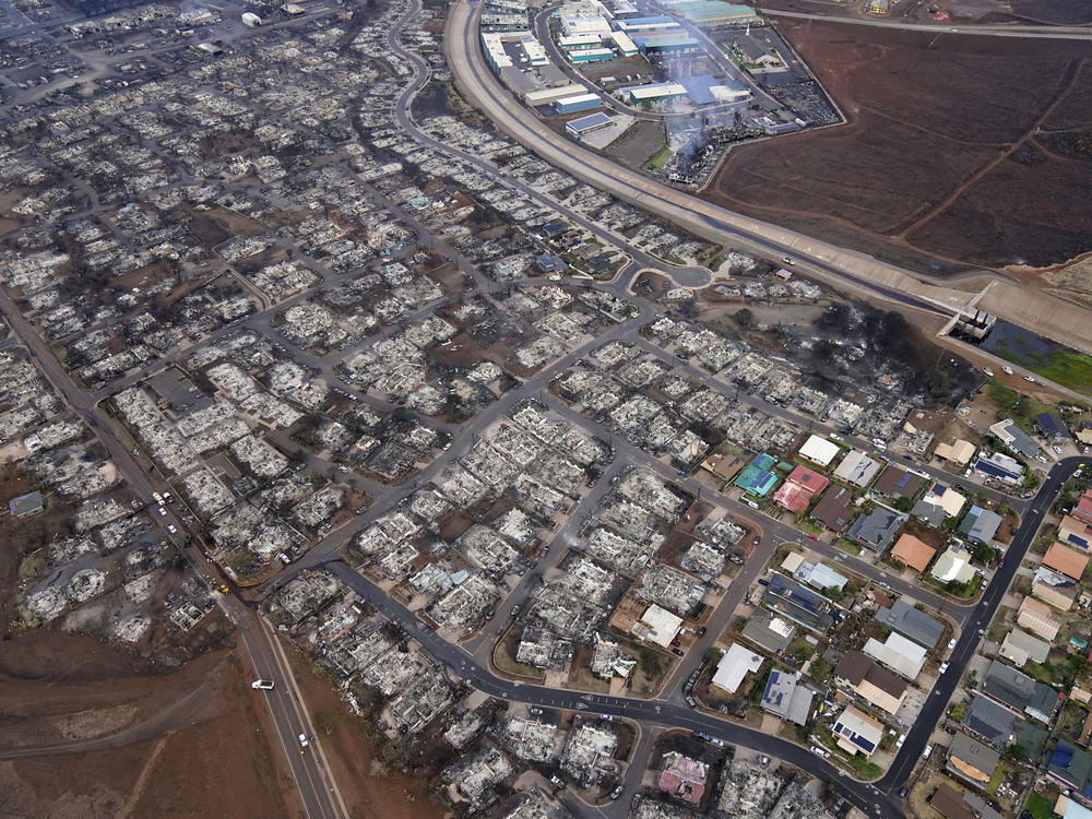 Wildfire wreckage is seen Thursday, Aug. 10, 2023, in Lahaina, Hawaii.