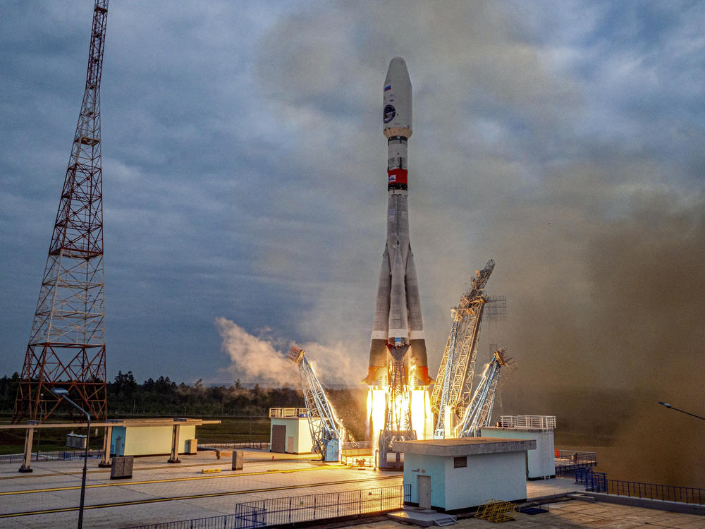 FILE - In this image made from video released by Roscosmos State Space Corporation, the Soyuz-2.1b rocket with the moon lander Luna-25 automatic station takes off from a launch pad at the Vostochny Cosmodrome in the Russian Far East on Friday, Aug. 11, 2023.