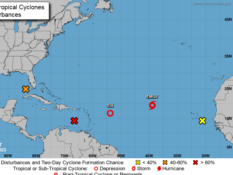 After a relatively quiet start to the Atlantic hurricane season, the National Hurricane Center was monitoring multiple storm systems in the Atlantic on Sunday.