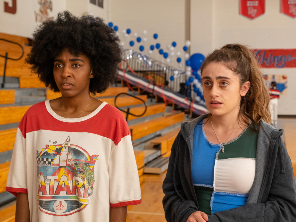 Ayo Edebiri as Josie and Rachel Sennott as PJ in <em>Bottoms.</em>
