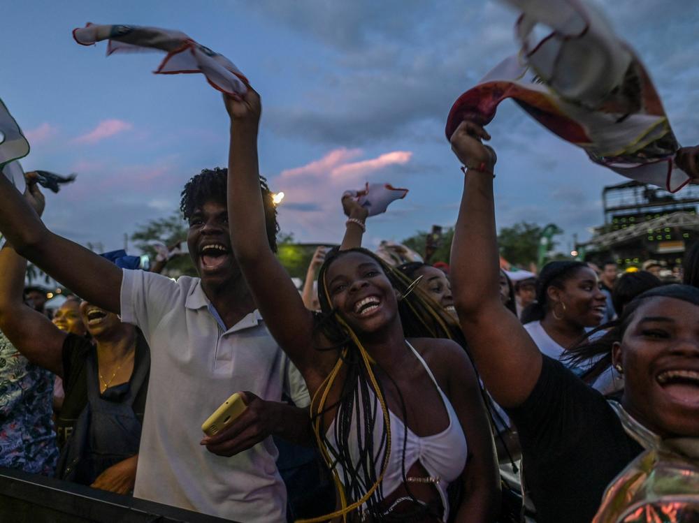 People dance during this year's Petronio Alvarez Pacific Music Festival in Cali, Colombia.