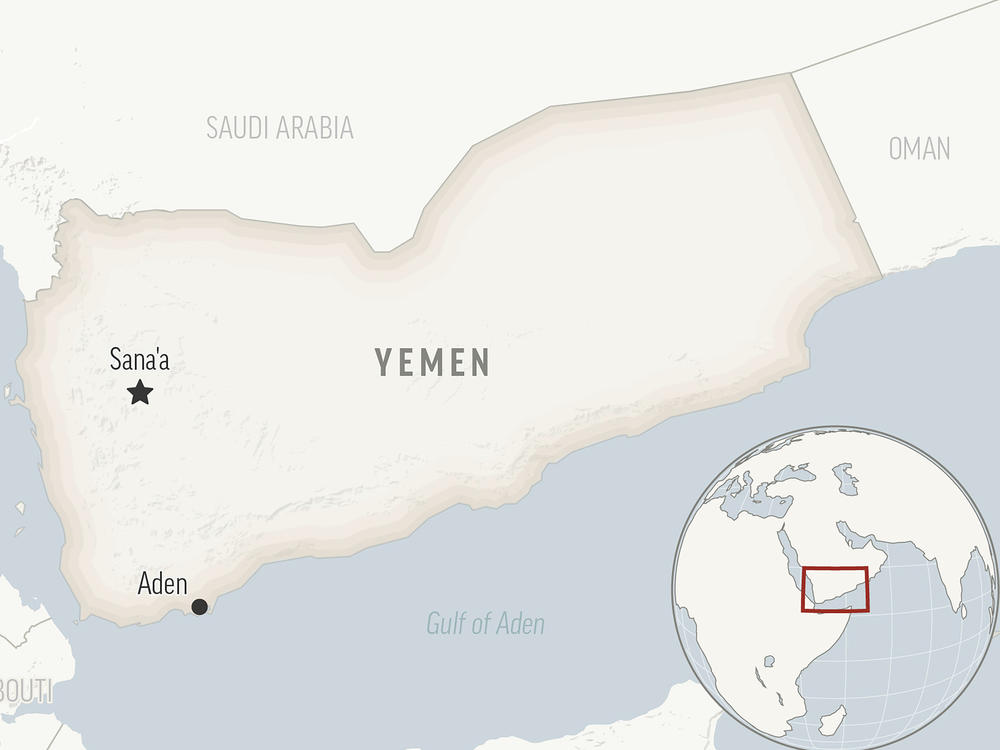 This is a locator map for Yemen with its capital, Sanaa.
