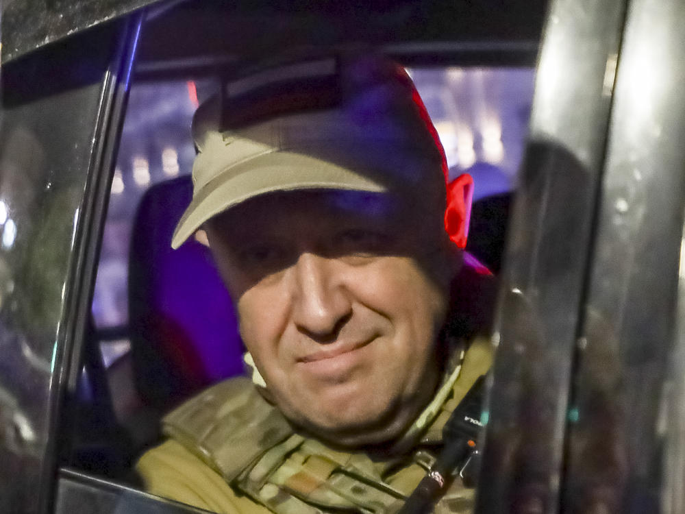 Yevgeny Prigozhin, the owner of the Wagner Group military company, looks from a military vehicle leaving an area of the HQ of the Southern Military District in a street in Rostov-on-Don, Russia, on June 24.