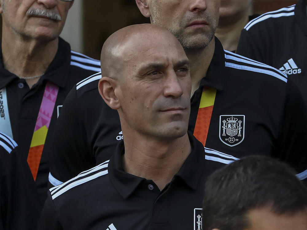 FIFA has opened disciplinary proceedings against the head of the Spanish soccer federation, Luis Rubiales. Rubiales is seen here at a reception for the Spanish team on Tuesday in Madrid, after Spain won the Women's World Cup on Sunday.