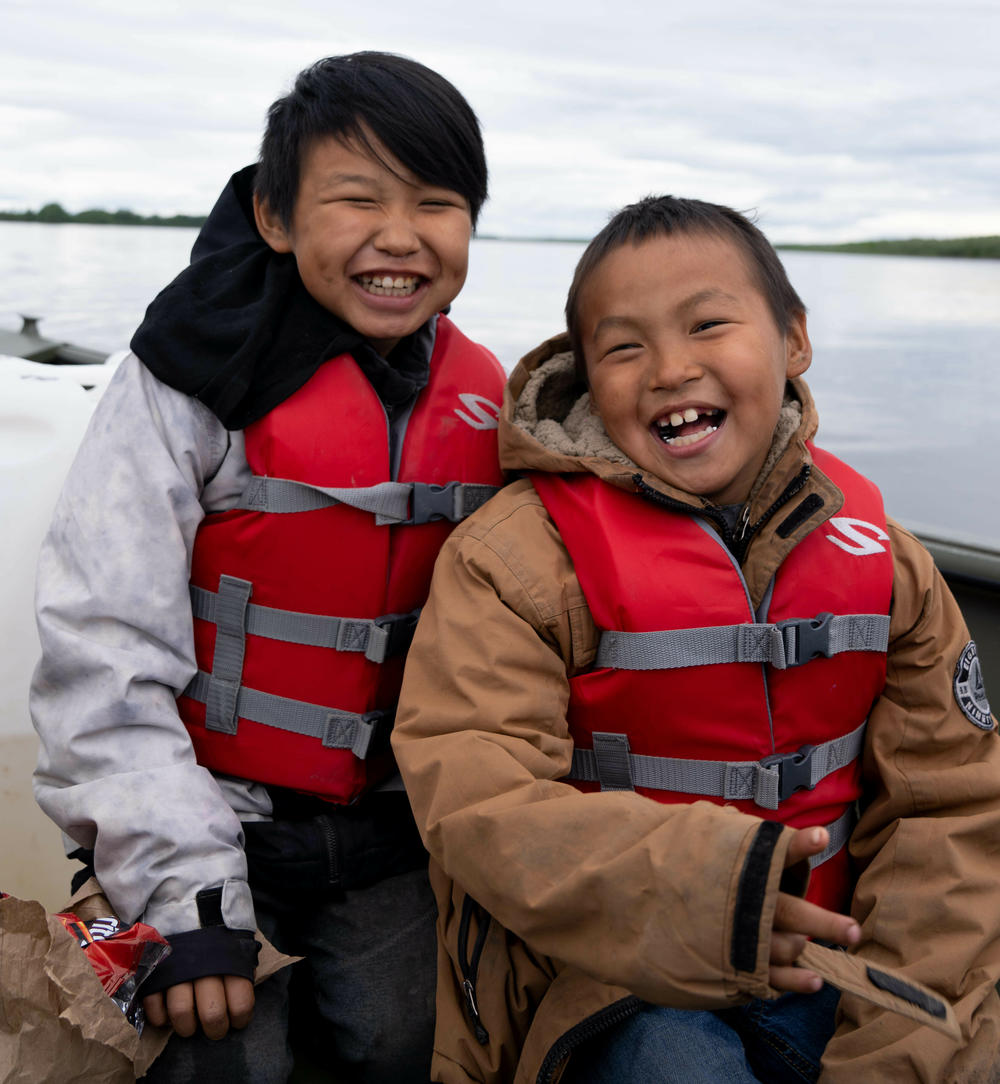 Students from the Yupiit School District go drift netting for salmon.