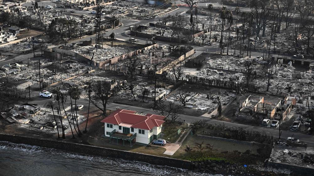 The fire that devastated historic Lahaina in western Maui left a red-roofed house relatively unscathed. Its owner says he wants to open the house to the neighborhood to help the rebuilding process.