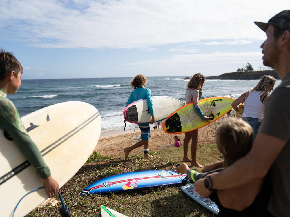 Pro surfers organized a Saturday morning surf session to help kids do something they love at Ho'okipa Beach on the island's north shore. It's about an hour's drive from Lahaina.