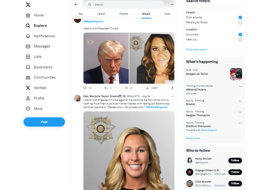 In a new social media trend, some people on X, formerly known as Twitter, have superimposed their own faces onto former President Donald Trump's mug shot.