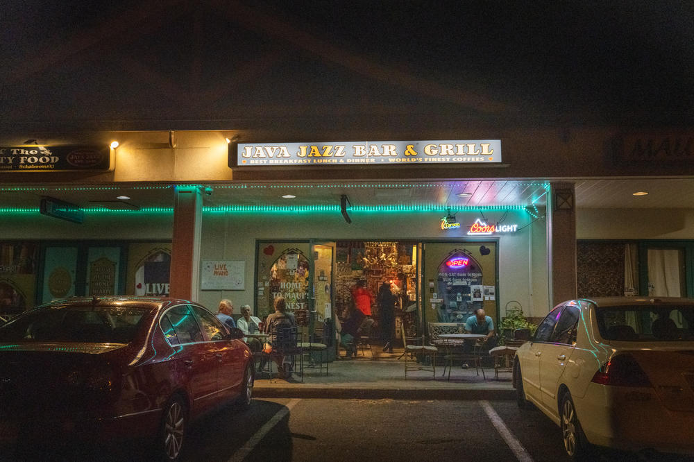 Java Jazz is a cafe and bar in Lahaina that is a local hangout where many Lahaina residents gather and share stories after the fire.