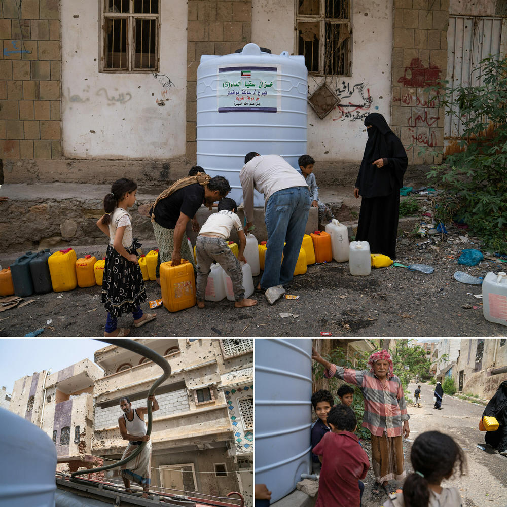 Yemen is one of the world's most water scarce countries, in Taiz that problem has been exacerbated as water has been weaponized in the war. Children are sent out to search tanks and discarded containers for any remaining water.