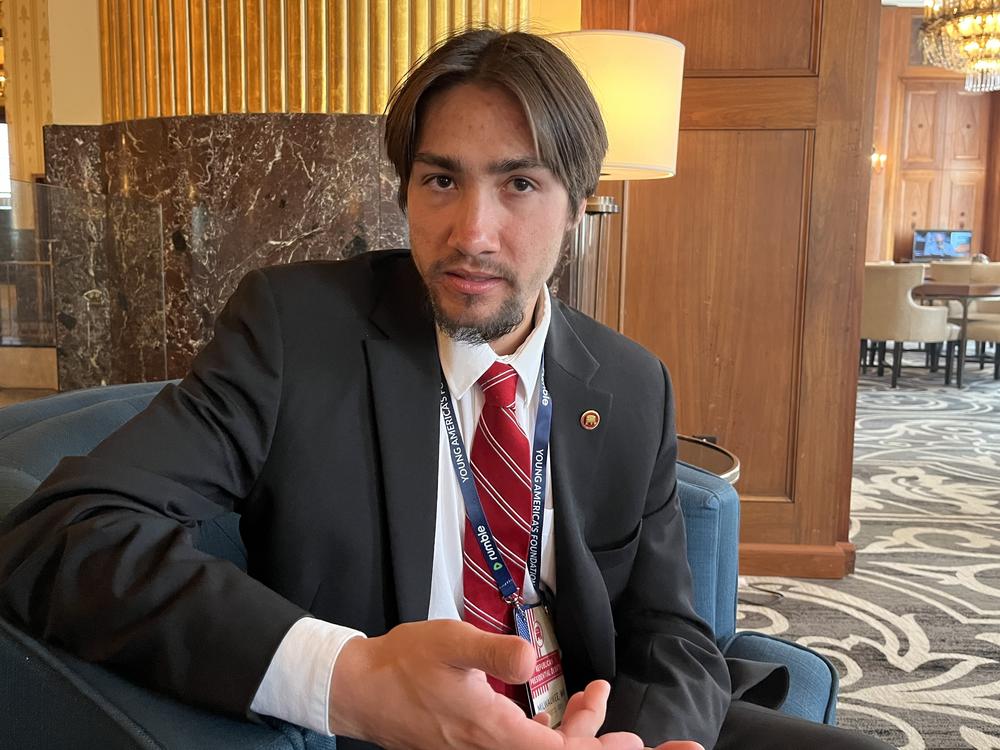 Hilario Deleon is chairman of the Milwaukee County Republican party. He is trying to energize Latino votes in the city toward Republican candidates, speaking on August 23.
