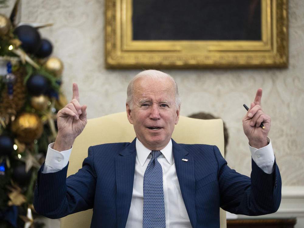 An NPR review of news photographs shows that there's been a dramatic change in President Joe Biden doing ... what?