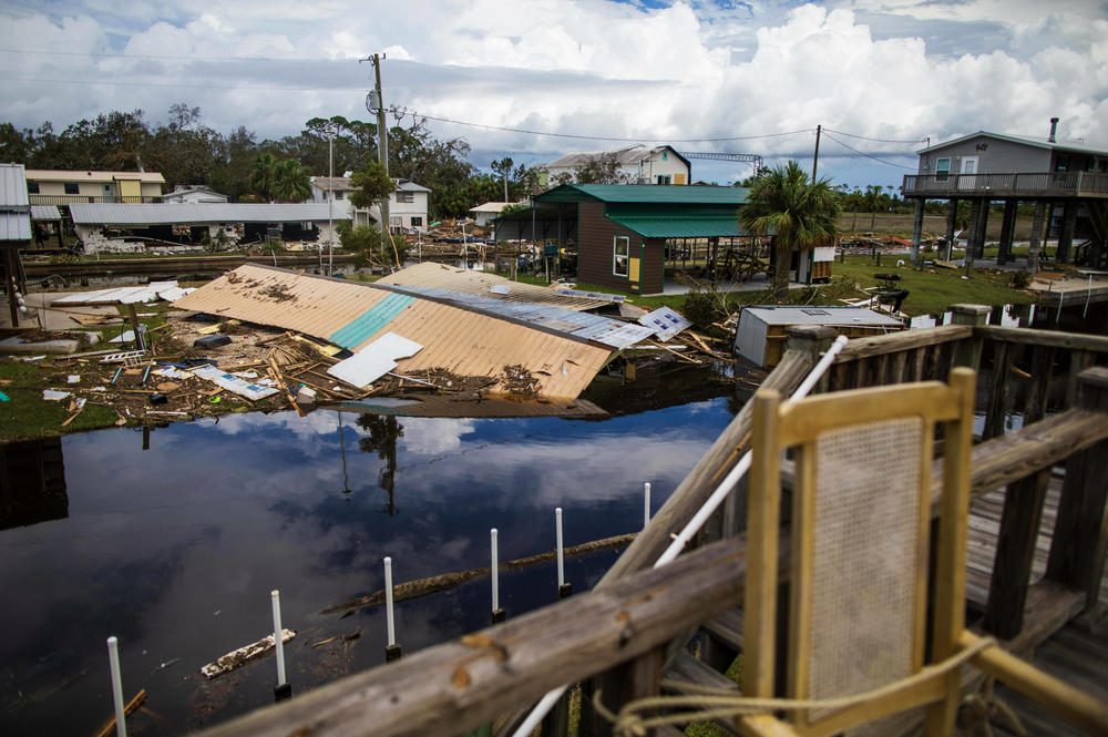 Damaged homes can be seen after Hurricane Idalia.