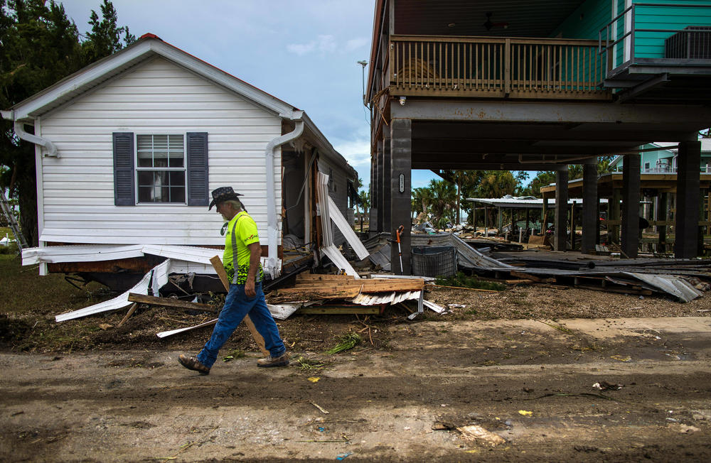 Damaged homes in after Hurricane Idalia on Thursday in Horseshoe Beach, Fla.