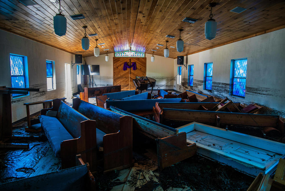 This church suffered a lot of destruction after Hurricane Idalia.