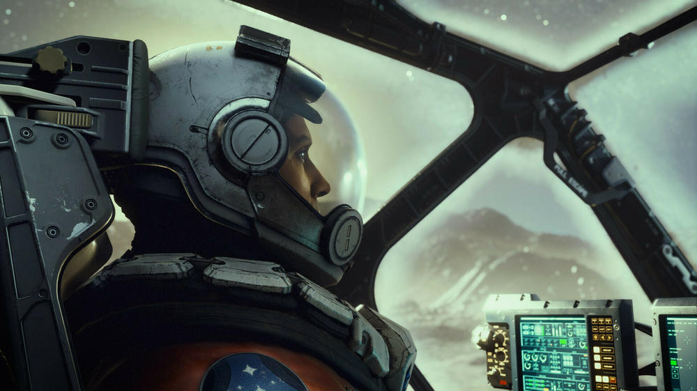A screenshot of the game play in Starfield shows what it's like to set off in space.