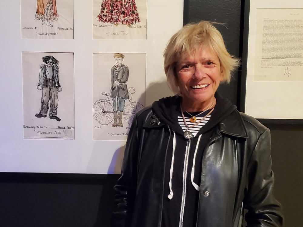 Franne Lee at the New York Public Library's Hal Prince exhibition in 2019. Lee designed the costumes for Prince's <em>Sweeney Todd</em> and <em>Candide.</em>