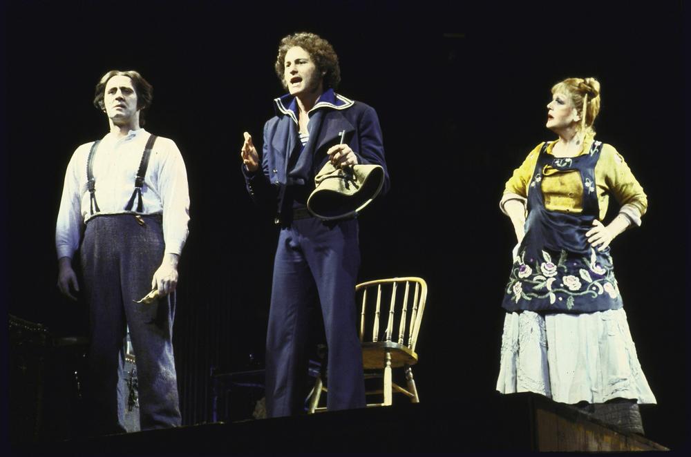 Len Cariou, (left), Victor Garber and Angela Lansbury in <em>Sweeney Todd.</em>
