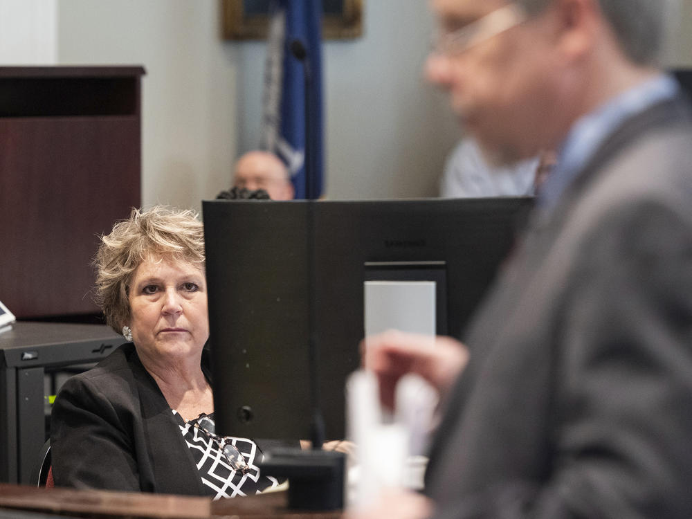 Colleton County Clerk of Court Rebecca Hill, seen here as prosecutor Creighton Waters makes closing arguments in the Alex Murdaugh trial, is accused of improperly influencing jurors in the high-profile murder case.