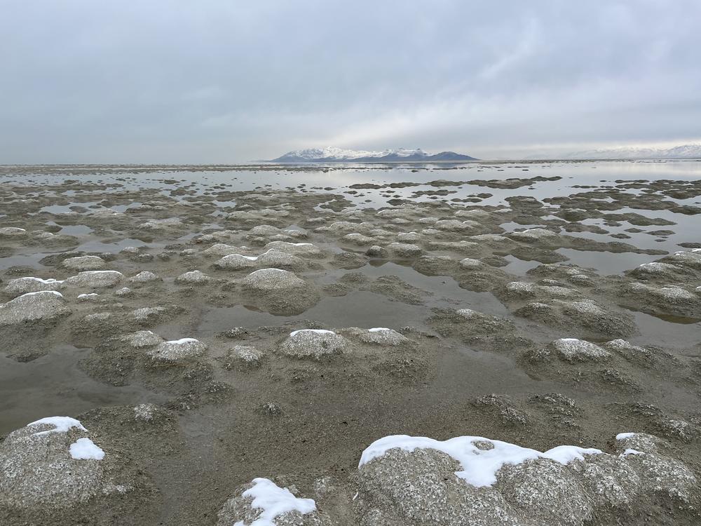 The Great Salt Lake this winter, before spring runoff increased its elevation