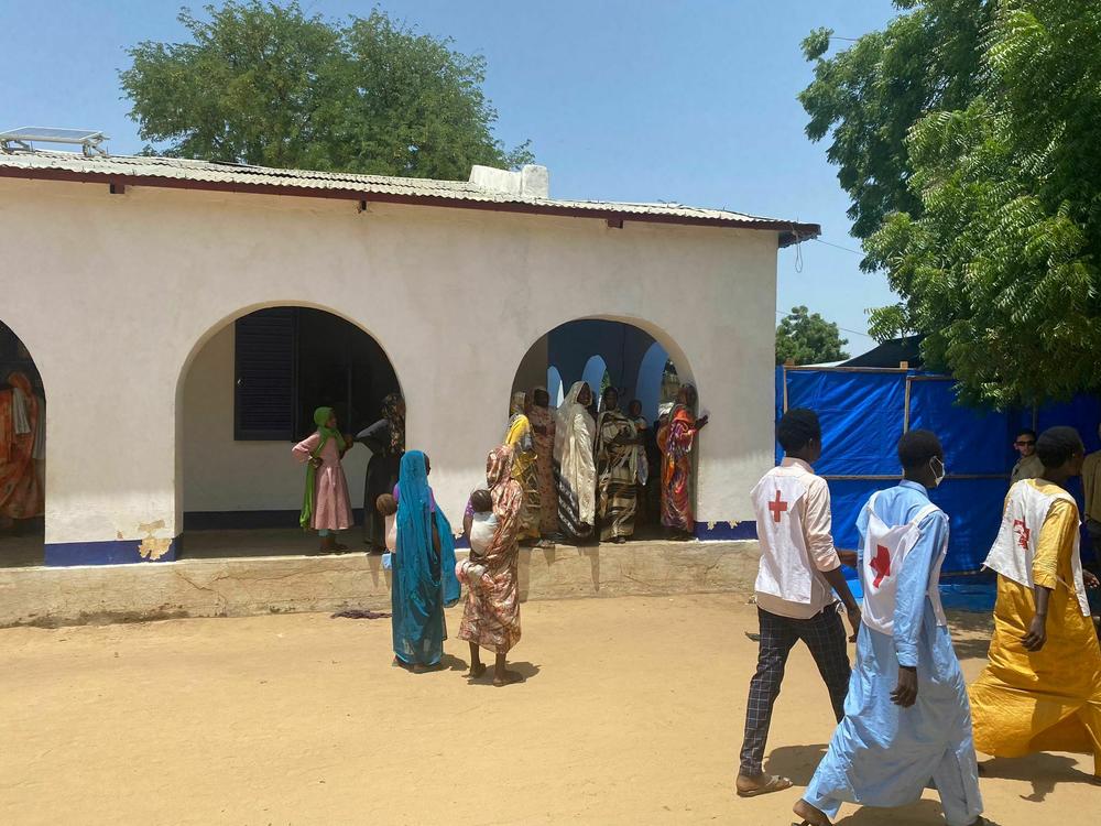 Sudanese refugees settle temporarily in the town of Adré in Chad along the border of Sudan. Thousands have fled the fighting in Sudan seeking safety in Chad.