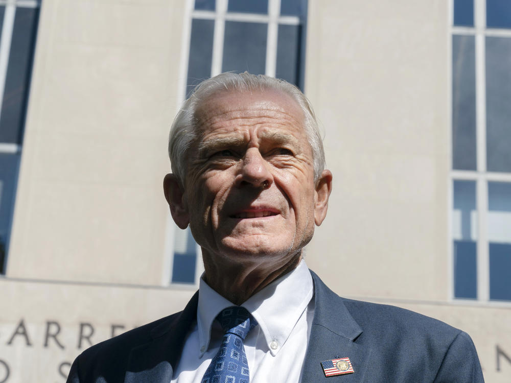 Former White House trade adviser Peter Navarro outside the federal court in Washington, D.C., on Aug. 31. Navarro was found guilty on two counts of criminal contempt for defying a subpoena from the House Select Committee investigating the Jan. 6 Attack on the Capitol.