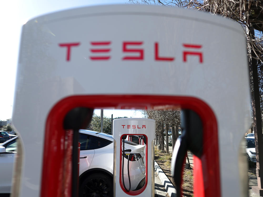 Tesla Superchargers in San Rafael, Calif., on Feb. 15. Tesla invested in chargers as a way to sell cars, building them where people would want them, regardless of whether the chargers could individually be profitable.