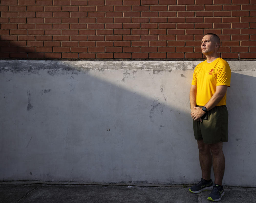 1st Sgt. Brian Dear of 2nd Recruit Training Battalion. In the years after 9/11, Dear says the recruitment pitch was, 