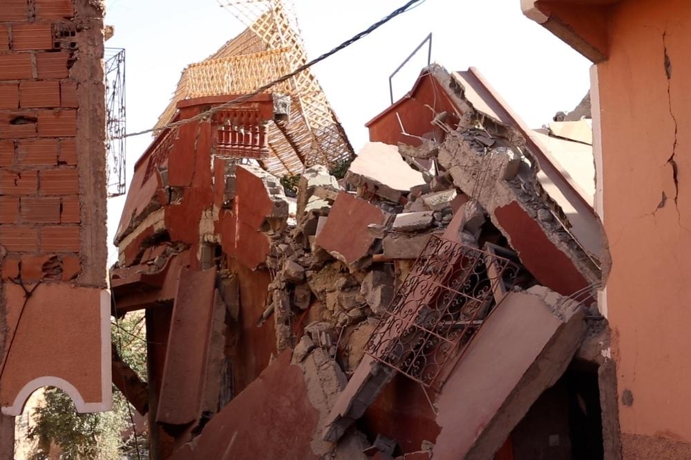 A view of a destroyed building after an earthquake in Marrakesh, Morocco.