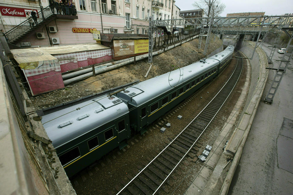 In this 2019 photo, a train carrying Kim Jong Un arrives for a planned meeting with President Vladimir Putin in Vladivostok, Russia.