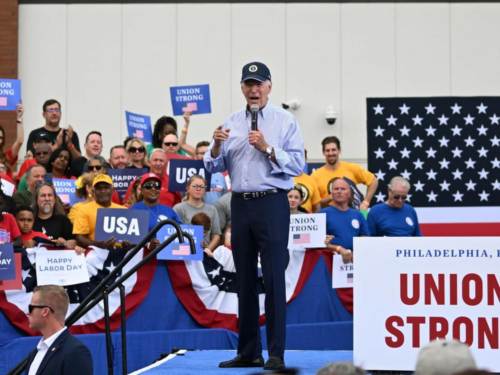 Biden celebrated Labor Day with union workers at Sheet Metal Workers' Local 19 in Philadelphia on Sept. 4.
