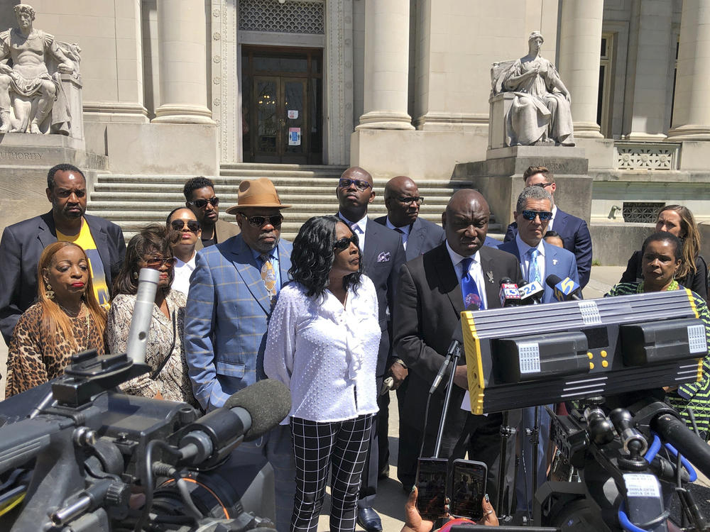 Attorney Ben Crump, and relatives for Tyre Nichols, discuss a lawsuit filed against the city of Memphis and police officers, Wednesday April 19, 2023 in Memphis, Tenn.