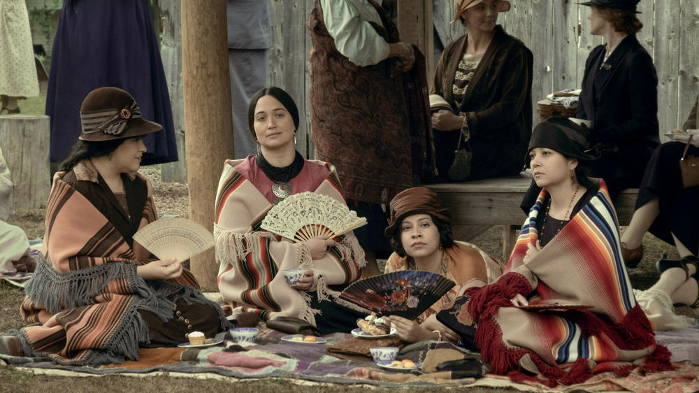 JaNae Collins, Lily Gladstone, Cara Jade Myers and Jillian Dion in<em> Killers of the Flower Moon</em>.