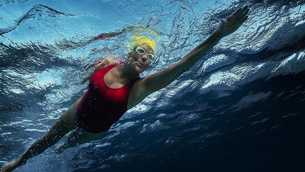 Annette Bening as Diana Nyad in <em>Nyad</em>.