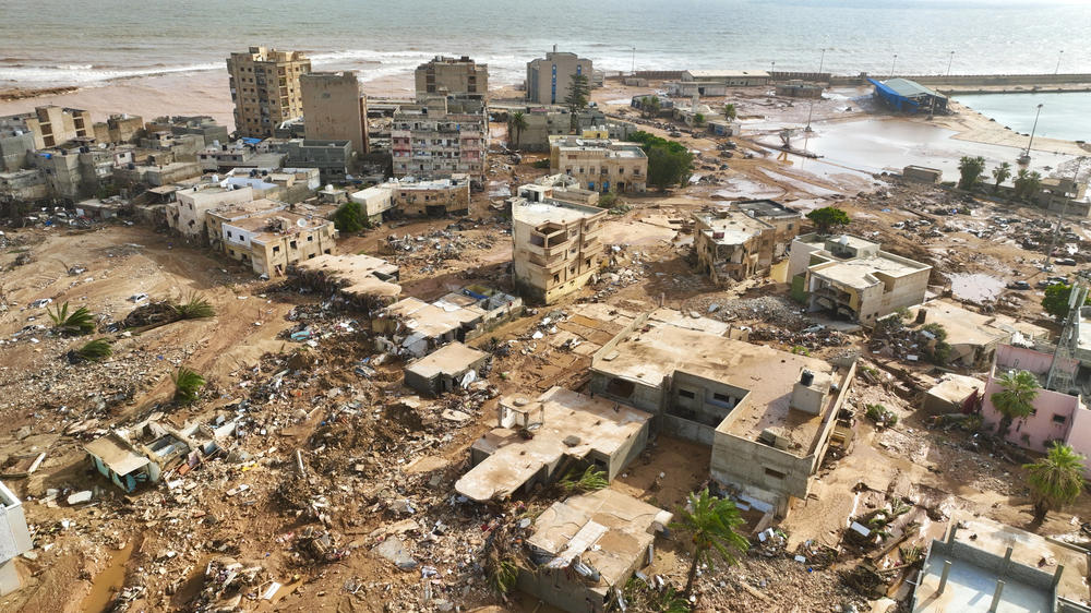 The city of Derna is seen on Tuesday after the devastating floods.