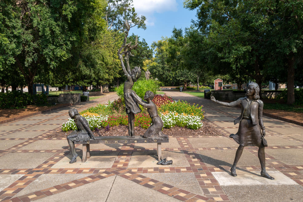 The Four Spirits statue honors the four girls who were killed at the 16th Street Baptist Church.