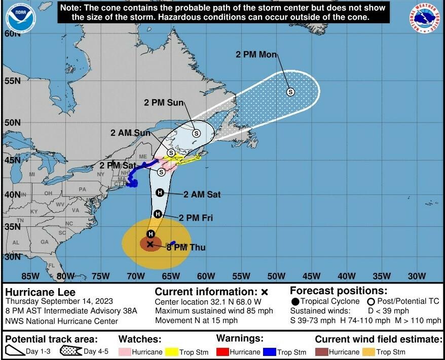 Hurricane Lee is expected to speed up its forward motion as it turns more to the north. While its winds will weaken, the large storm will pose flooding and other threats, forecasters say.