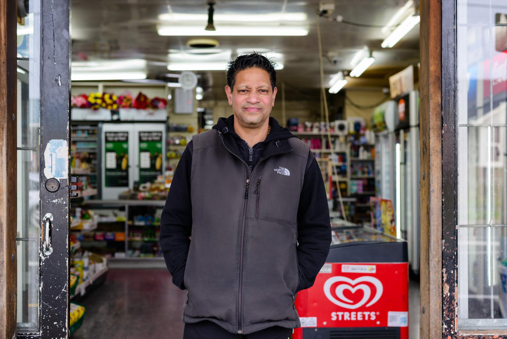 Reetesh Lallu, the third-generation owner of the Hampshire Fruit and Dairy Supply, in Aranui, Christchurch, New Zealand.